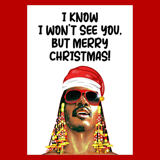 Stevie Wonder Christmas Card - I Know I Won't See You But Merry Christmas - Funny Christmas Card 5x7 inch