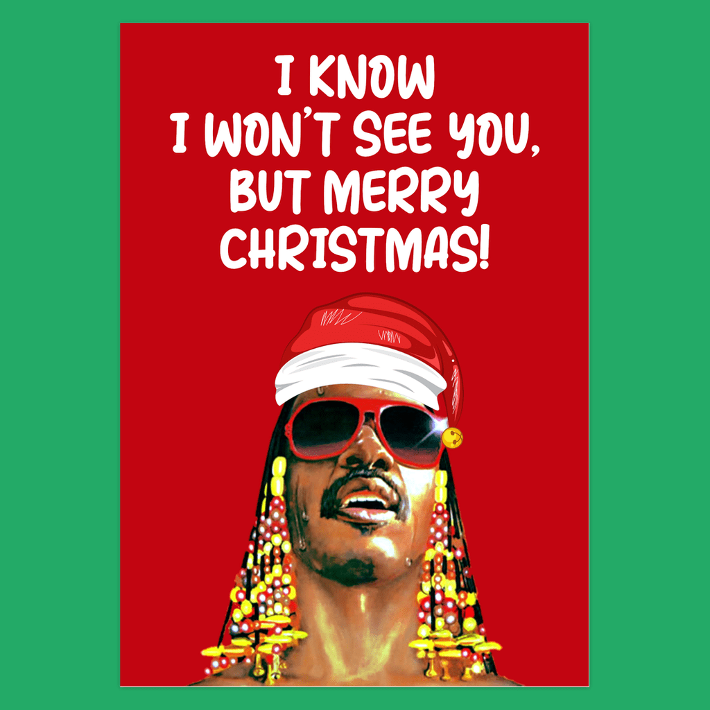 Stevie Wonder Christmas Card - I Know I Won't See You But Merry Christmas - Funny Christmas Card 5x7 inch