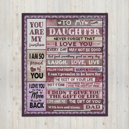 To My Daughter Love Dad Patchwork Blanket - Gift to Daughter from Dad
