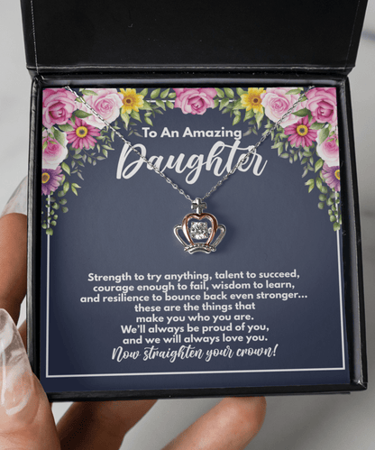 To An Amazing Daughter - Crown Necklace for Graduation or Birthday