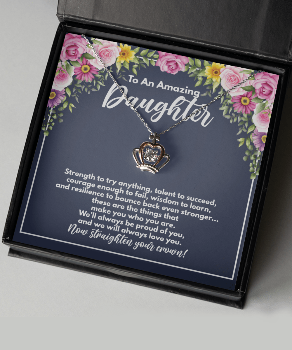 To An Amazing Daughter - Crown Necklace for Graduation or Birthday