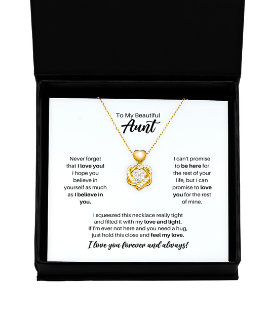 To My Aunt Necklace - Promise to Love You - Heart Knot Gold Necklace for Birthday, Mother's Day, Christmas - Jewelry Gift for Aunt
