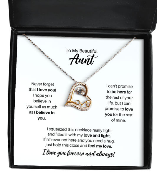 To My Aunt Necklace - Promise to Love You - Love Heart Necklace for Birthday, Mother's Day, Christmas - Jewelry Gift for Aunt