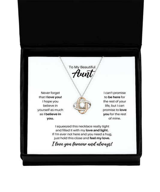 To My Aunt Necklace - Promise to Love You - Love Knot Rose Gold Necklace for Birthday, Mother's Day, Christmas - Jewelry Gift for Aunt