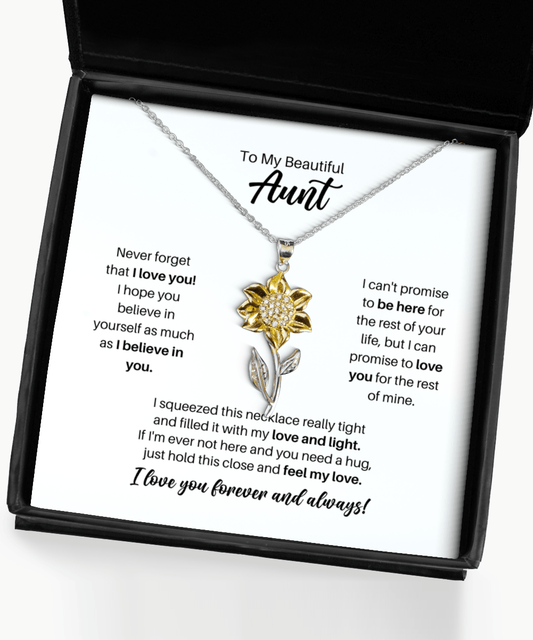 To My Aunt Necklace - Promise to Love You - Sunflower Necklace for Birthday, Mother's Day, Christmas - Jewelry Gift for Aunt