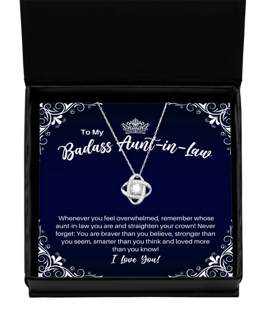 To My Badass Aunt-in-Law Necklace - Straighten Your Crown - Motivational Graduation Gift - Aunt-in-Law Birthday Christmas Gift - LKS