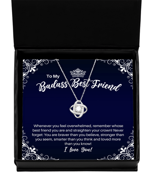 To My Badass Best Friend Necklace - Straighten Your Crown - Motivational Graduation Gift - Bestie BFF Birthday Christmas Gift - LKS