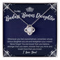 To My Badass Bonus Daughter Necklace - Straighten Your Crown - Daughter-in-Law Motivational Graduation, Stepdaughter Birthday Christmas Gift 14K White Gold Finish / Standard Box