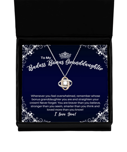 To My Badass Bonus Granddaughter Necklace - Straighten Your Crown - Motivational Graduation Granddaughter-in-Law Birthday Christmas Gift - LKRG
