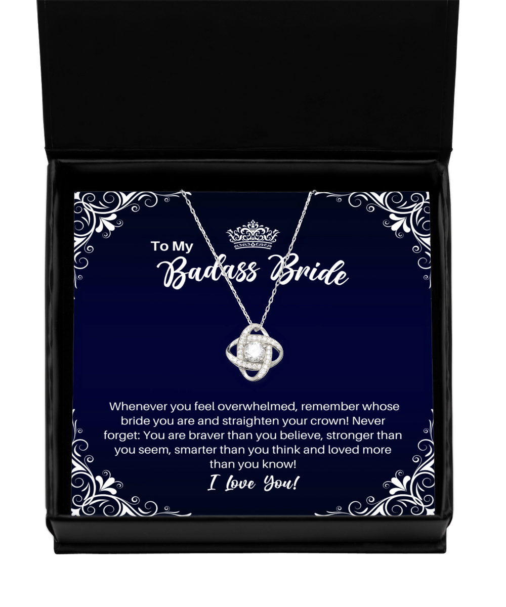 To My Badass Bride Necklace - Straighten Your Crown - Motivational Graduation Gift - Bride Wedding Birthday Christmas Gift - LKS