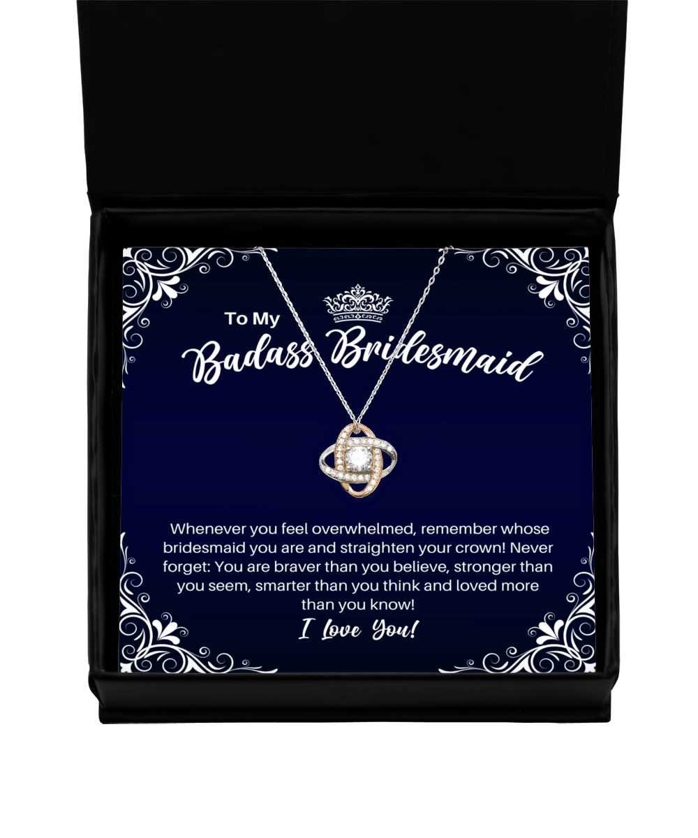 To My Badass Bridesmaid Necklace - Straighten Your Crown - Motivational Graduation Gift - Bridesmaid Wedding Birthday Christmas Gift - LKRG