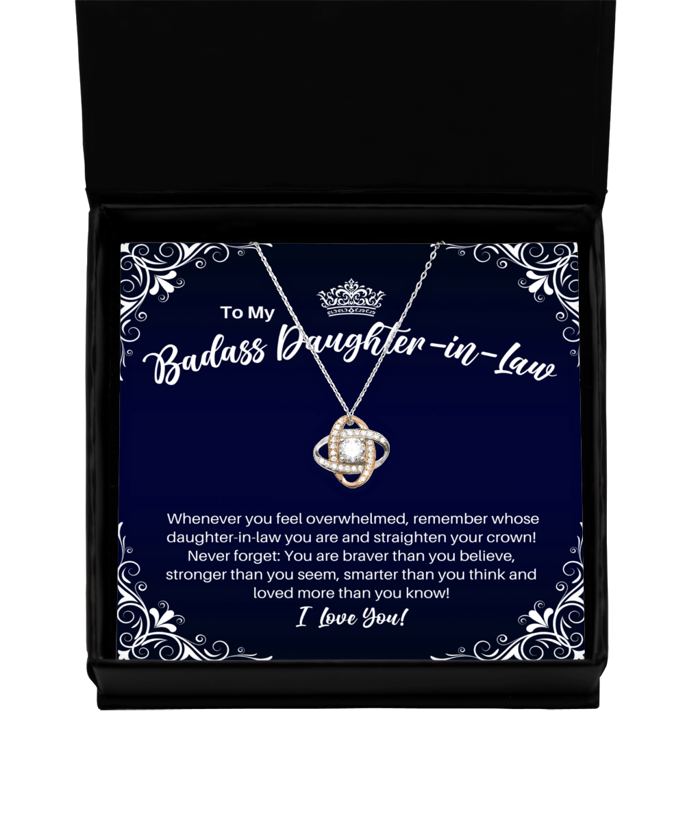 To My Badass Daughter-in-Law Necklace - Straighten Your Crown - Motivational Graduation Gift - Daughter-in-Law Birthday Christmas Gift - LKRG