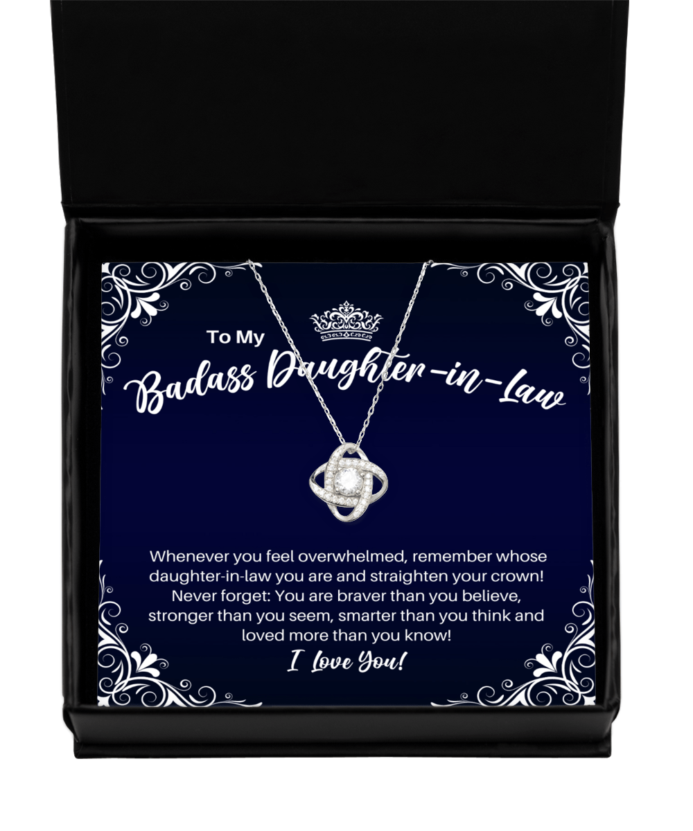 To My Badass Daughter-in-Law Necklace - Straighten Your Crown - Motivational Graduation Gift - Daughter-in-Law Birthday Christmas Gift - LKS