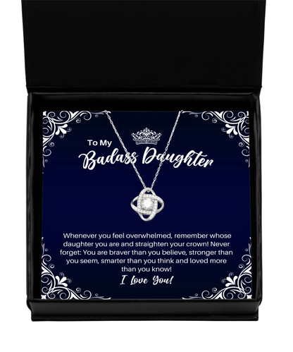 To My Badass Daughter Necklace - Straighten Your Crown - Motivational Graduation Gift - Daughter Birthday Christmas Gift - LKS