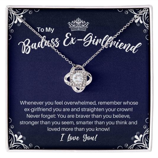 To My Badass Ex-Girlfriend Necklace - Straighten Your Crown - Motivational Graduation Gift - Ex-Girlfriend Birthday Christmas Gift 14K White Gold Finish / Standard Box