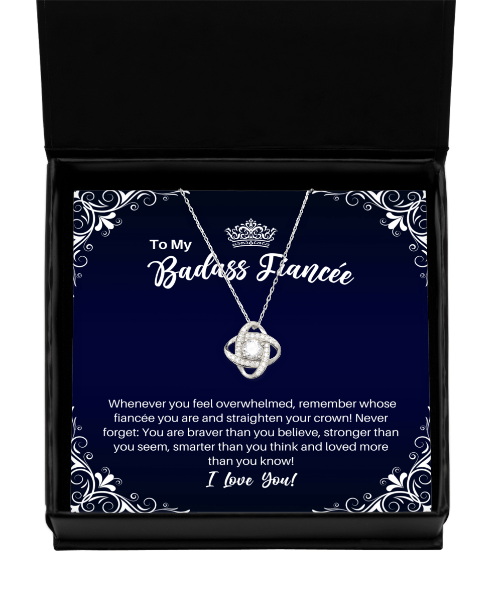 To My Badass Fiancee Necklace - Straighten Your Crown - Motivational Graduation Gift - Future Wife Anniversary Birthday Christmas Gift - LKS