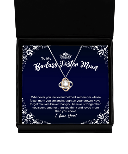 To My Badass Foster Mom Necklace - Straighten Your Crown - Motivational Graduation Gift - Foster Mom Birthday Christmas Gift - LKRG