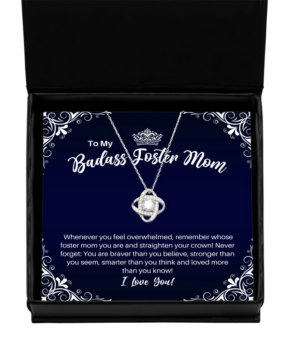 To My Badass Foster Mom Necklace - Straighten Your Crown - Motivational Graduation Gift - Foster Mom Birthday Christmas Gift - LKS