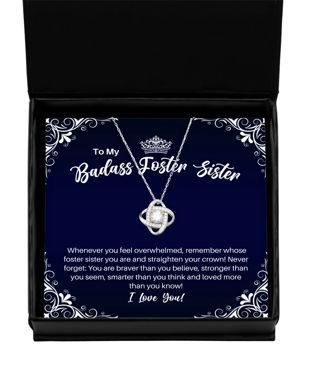 To My Badass Foster Sister Necklace - Straighten Your Crown - Motivational Graduation Gift - Foster Sister Birthday Christmas Gift - LKS