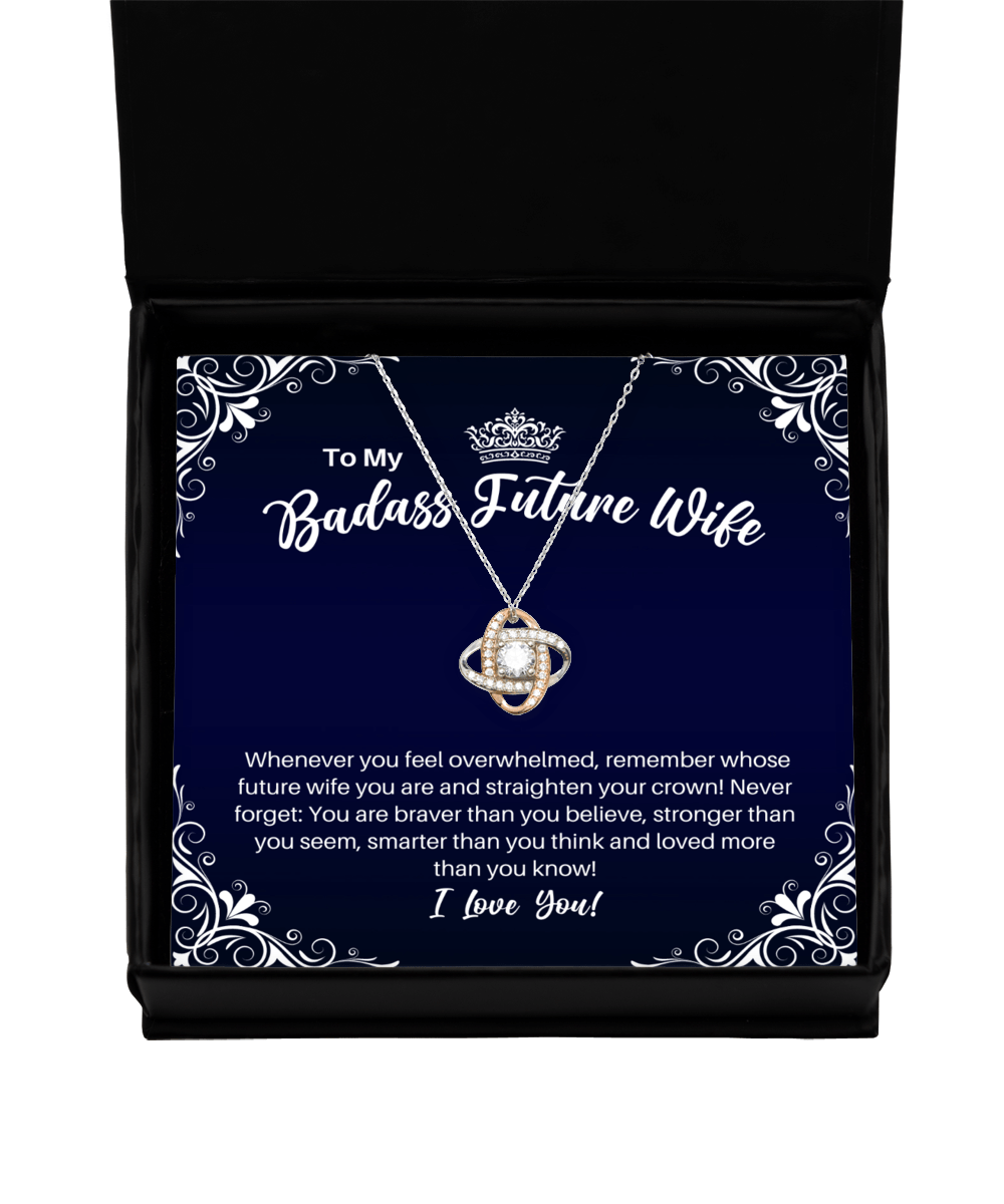 To My Badass Future Wife Necklace - Straighten Your Crown - Motivational Graduation Gift - Fiancee Anniversary Birthday Christmas Gift - LKRG
