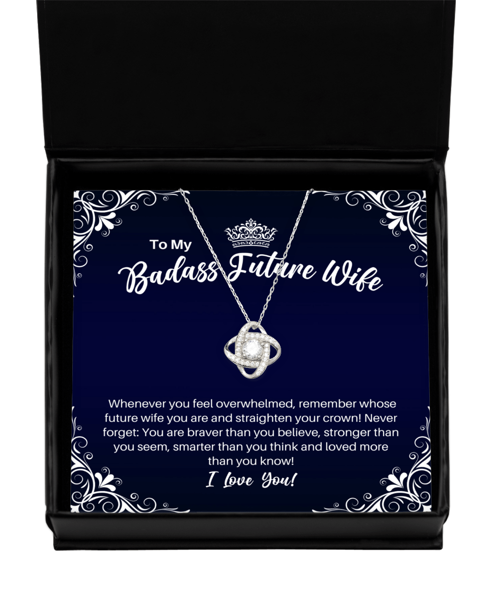 To My Badass Future Wife Necklace - Straighten Your Crown - Motivational Graduation Gift - Fiancee Anniversary Birthday Christmas Gift - LKS