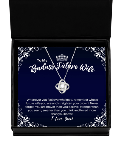 To My Badass Future Wife Necklace - Straighten Your Crown - Motivational Graduation Gift - Fiancee Anniversary Birthday Christmas Gift - LKS