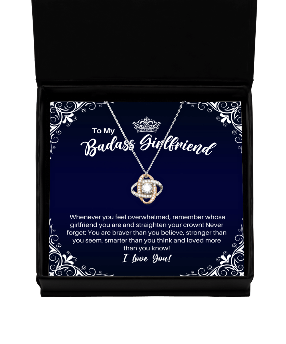 To My Badass Girlfriend Necklace - Straighten Your Crown - Motivational Graduation Gift - Girlfriend Anniversary Birthday Christmas Gift - LKRG