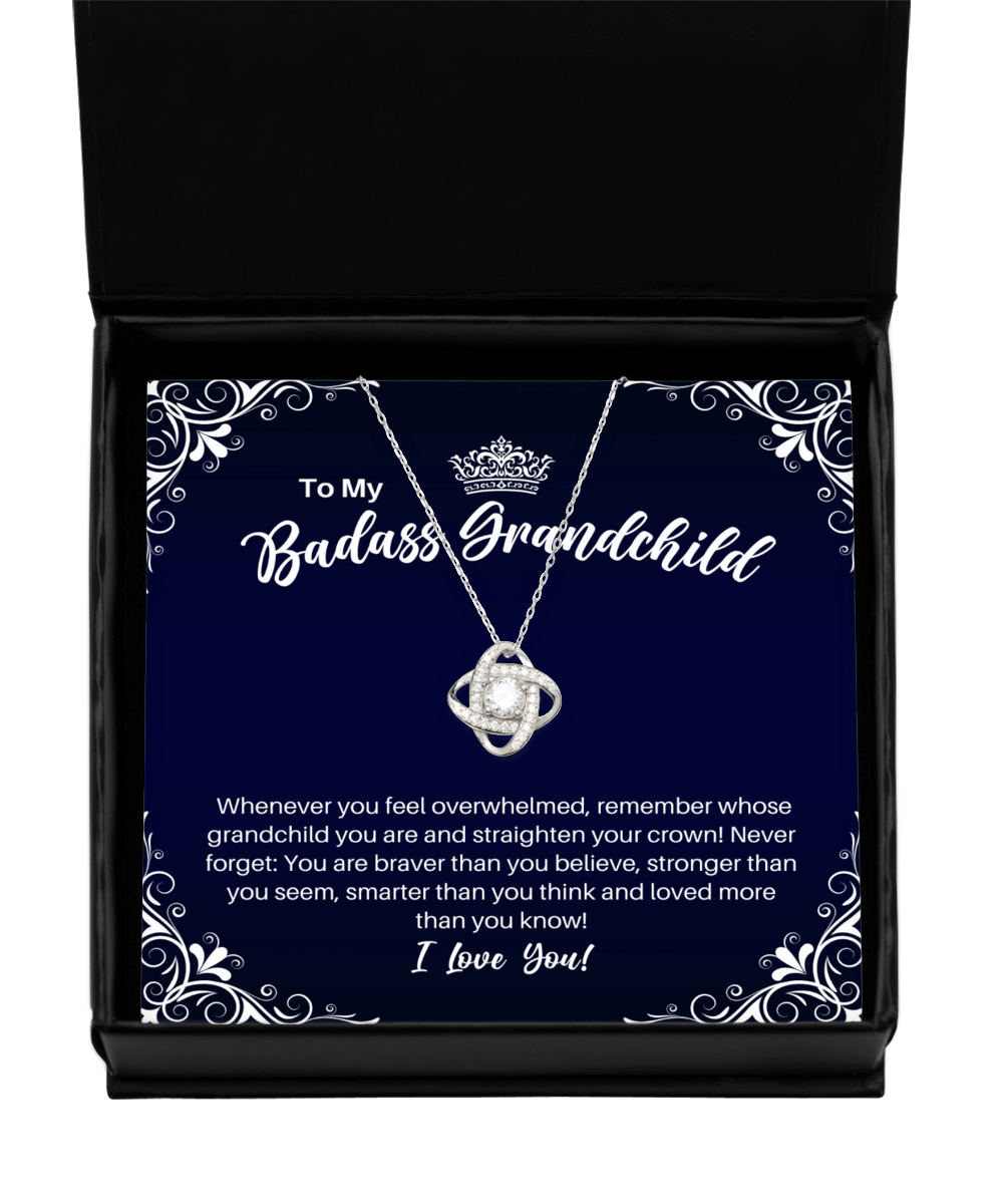 To My Badass Grandchild Necklace - Straighten Your Crown - Nonbinary LGBTQ, Motivational Graduation Gift, Grandchild Birthday Christmas Gift - LKS