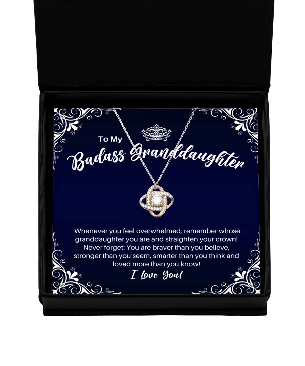 To My Badass Granddaughter Necklace - Straighten Your Crown - Motivational Graduation Gift - Granddaughter Birthday Christmas Gift - LKRG