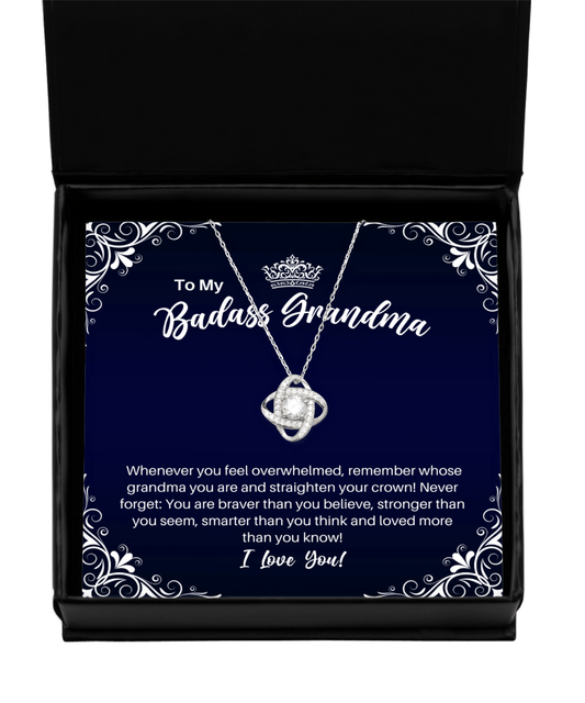 To My Badass Grandma Necklace - Straighten Your Crown - Motivational Graduation Gift - Grandmother Birthday Christmas Gift - LKS