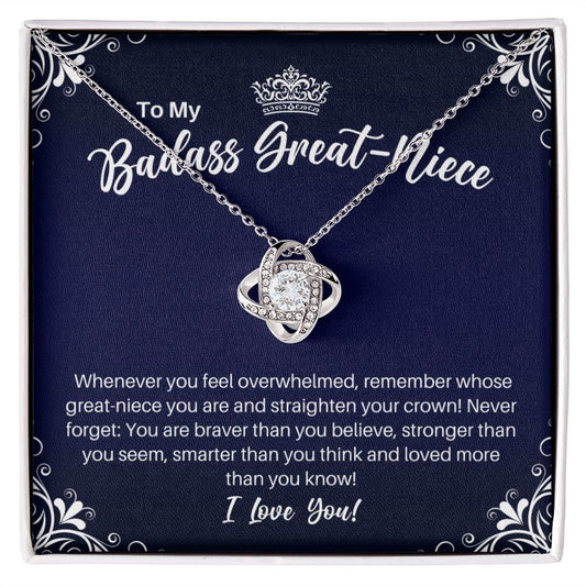 To My Badass Great-Niece Necklace - Straighten Your Crown - Motivational Graduation Gift - Great-Niece Birthday Christmas Gift 14K White Gold Finish / Standard Box