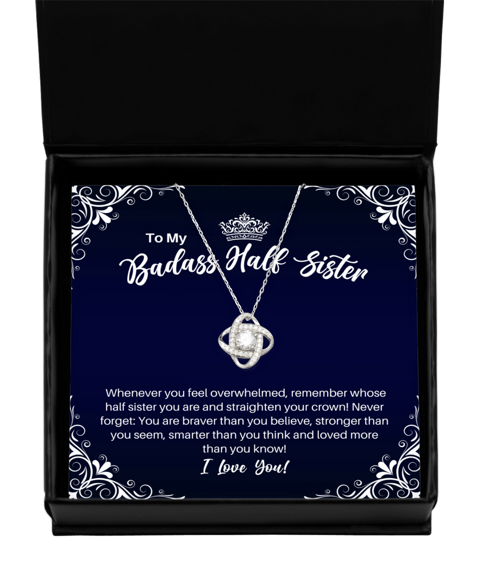 To My Badass Half Sister Necklace - Straighten Your Crown - Motivational Graduation Gift - Half Sister Birthday Christmas Gift - LKS
