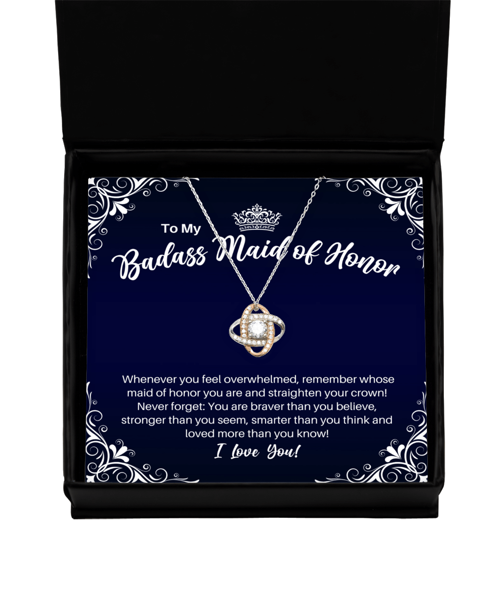 To My Badass Maid of Honor Necklace - Straighten Your Crown - Motivational Graduation Gift - Maid of Honor Wedding Birthday Christmas Gift - LKRG