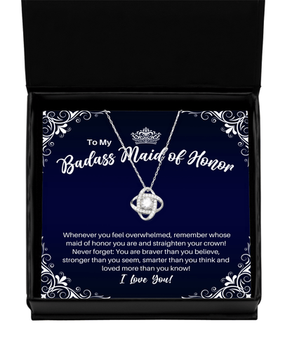 To My Badass Maid of Honor Necklace - Straighten Your Crown - Motivational Graduation Gift - Maid of Honor Wedding Birthday Christmas Gift - LKS
