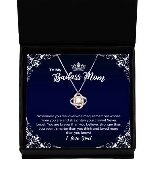 To My Badass Mom Necklace - Straighten Your Crown - Motivational Graduation Gift - Mother Birthday Mother's Day Christmas Gift - LKRG