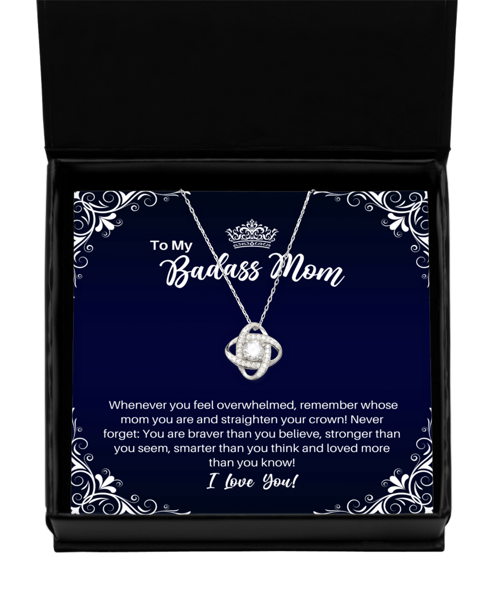 To My Badass Mom Necklace - Straighten Your Crown - Motivational Graduation Gift - Mother Birthday Mother's Day Christmas Gift - LKS