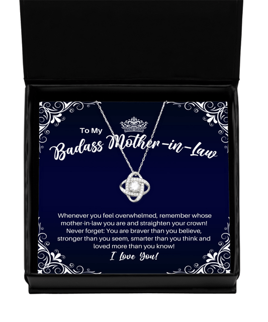 To My Badass Mother-in-Law Necklace - Straighten Your Crown - Motivational Graduation - Mother-in-Law Mother's Day Birthday Christmas Gift - LKS