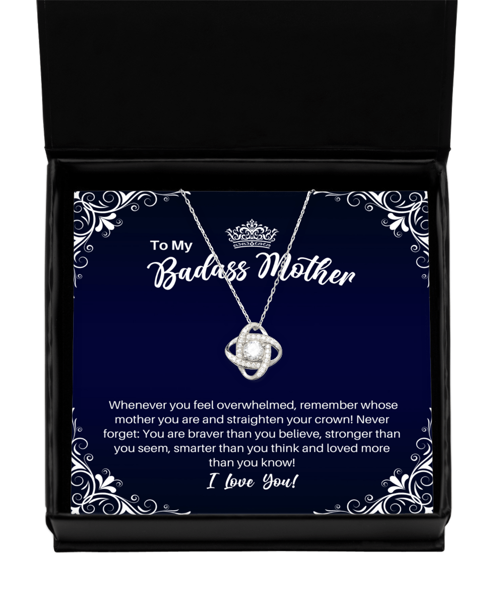 To My Badass Mother Necklace - Straighten Your Crown - Motivational Graduation Gift - Mom Birthday Mother's Day Christmas Gift - LKS