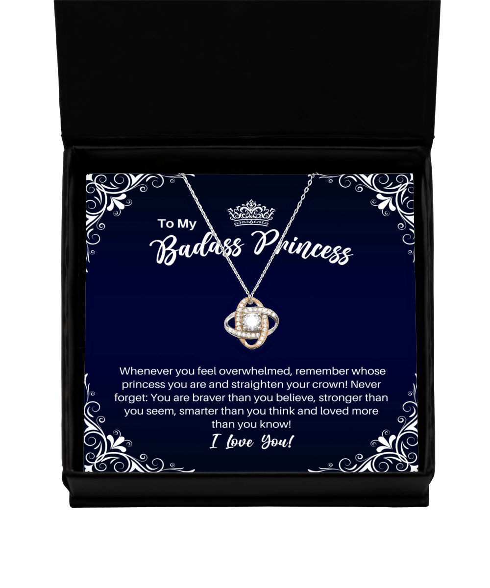 To My Badass Princess Necklace - Straighten Your Crown - Motivational Graduation Gift - Daughter Granddaughter Birthday Christmas Gift - LKRG