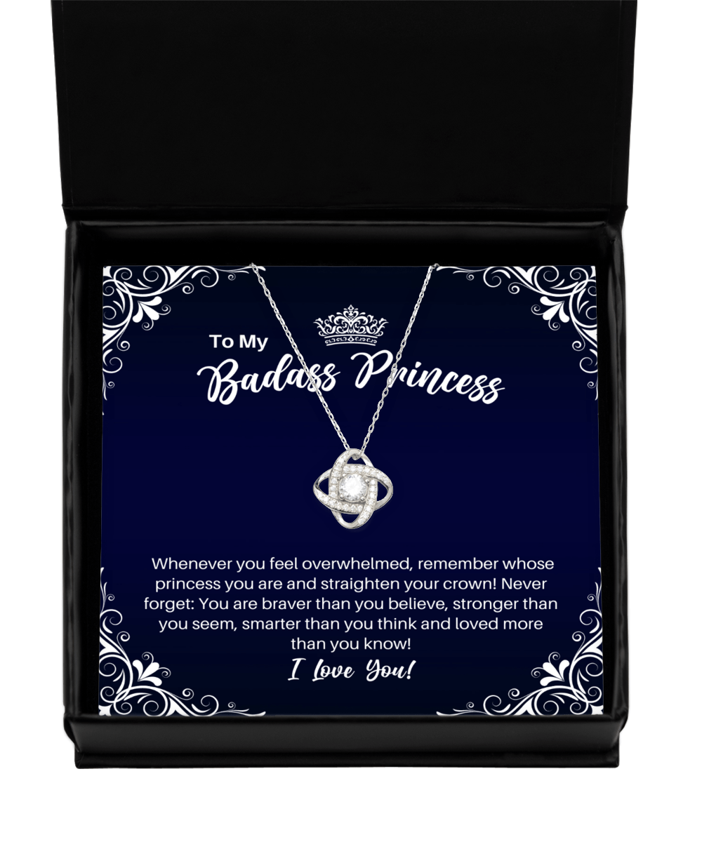 To My Badass Princess Necklace - Straighten Your Crown - Motivational Graduation Gift - Daughter Granddaughter Birthday Christmas Gift - LKS