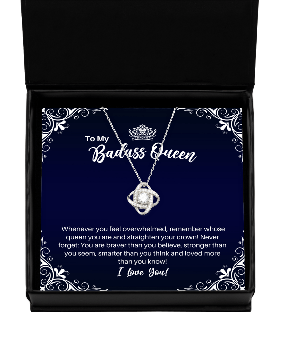 To My Badass Queen Necklace - Straighten Your Crown - Motivational Graduation Gift - Wife Girlfriend Fiancee Birthday Christmas Gift - LKS