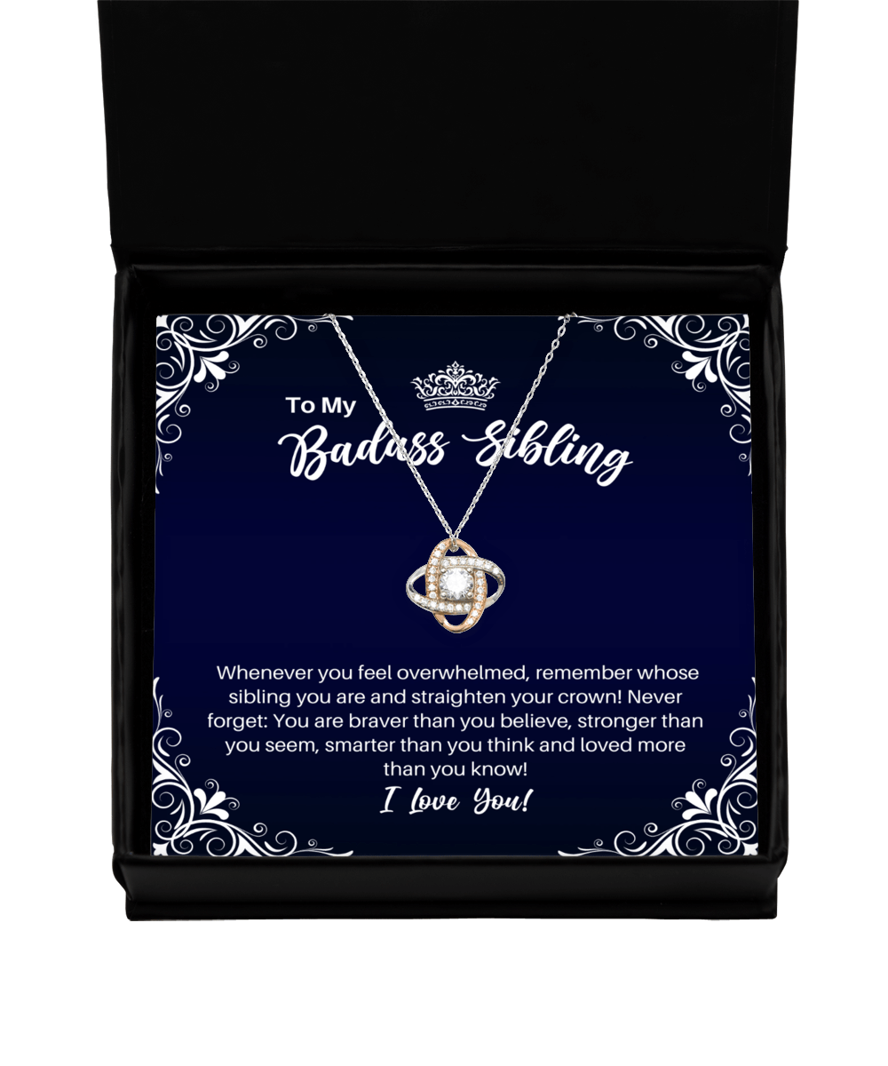 To My Badass Sibling Necklace - Straighten Your Crown - Motivational Graduation Gift - Nonbinary LGBTQ Sibling Birthday Christmas Gift - LKRG