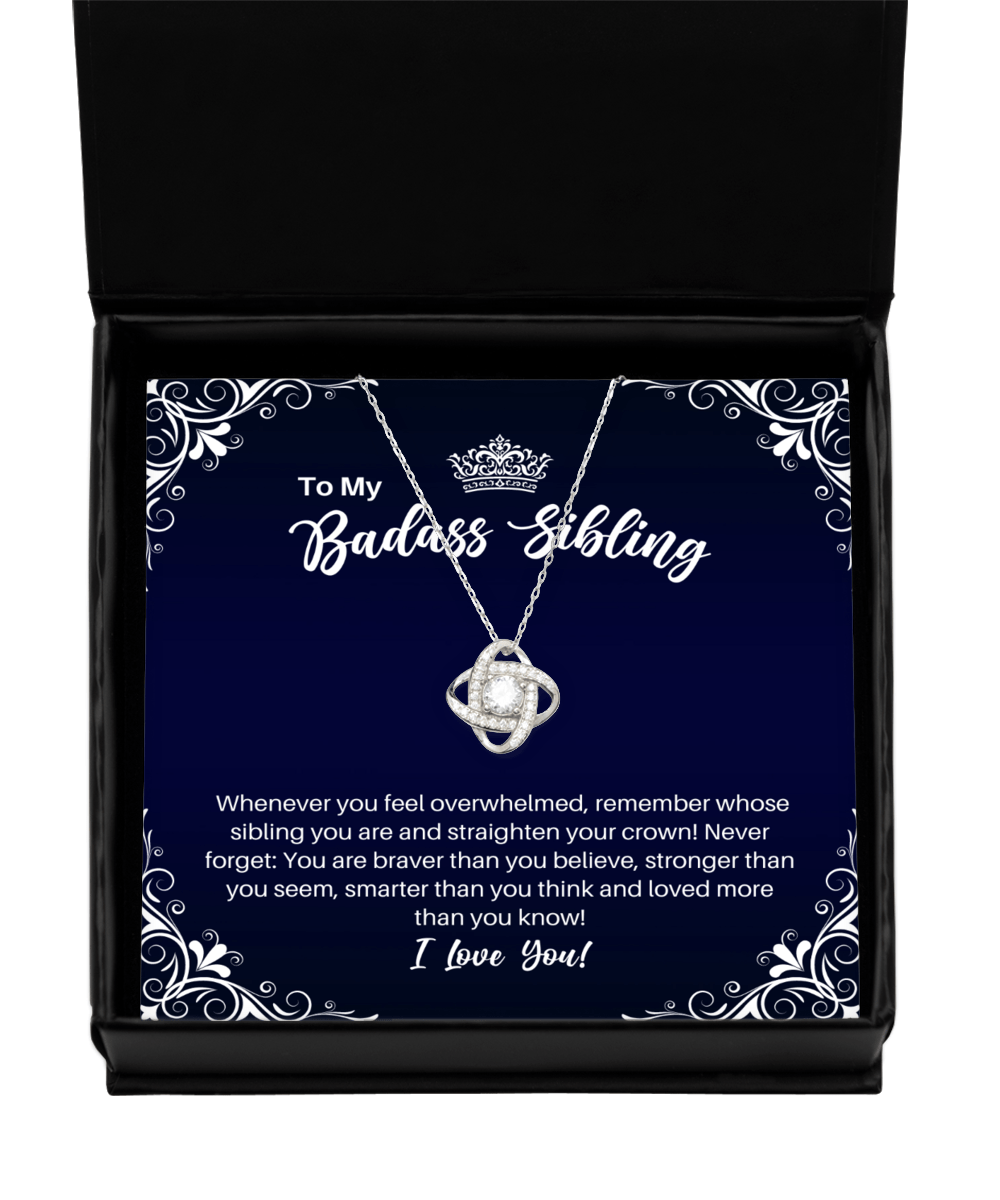 To My Badass Sibling Necklace - Straighten Your Crown - Motivational Graduation Gift - Nonbinary LGBTQ Sibling Birthday Christmas Gift - LKS