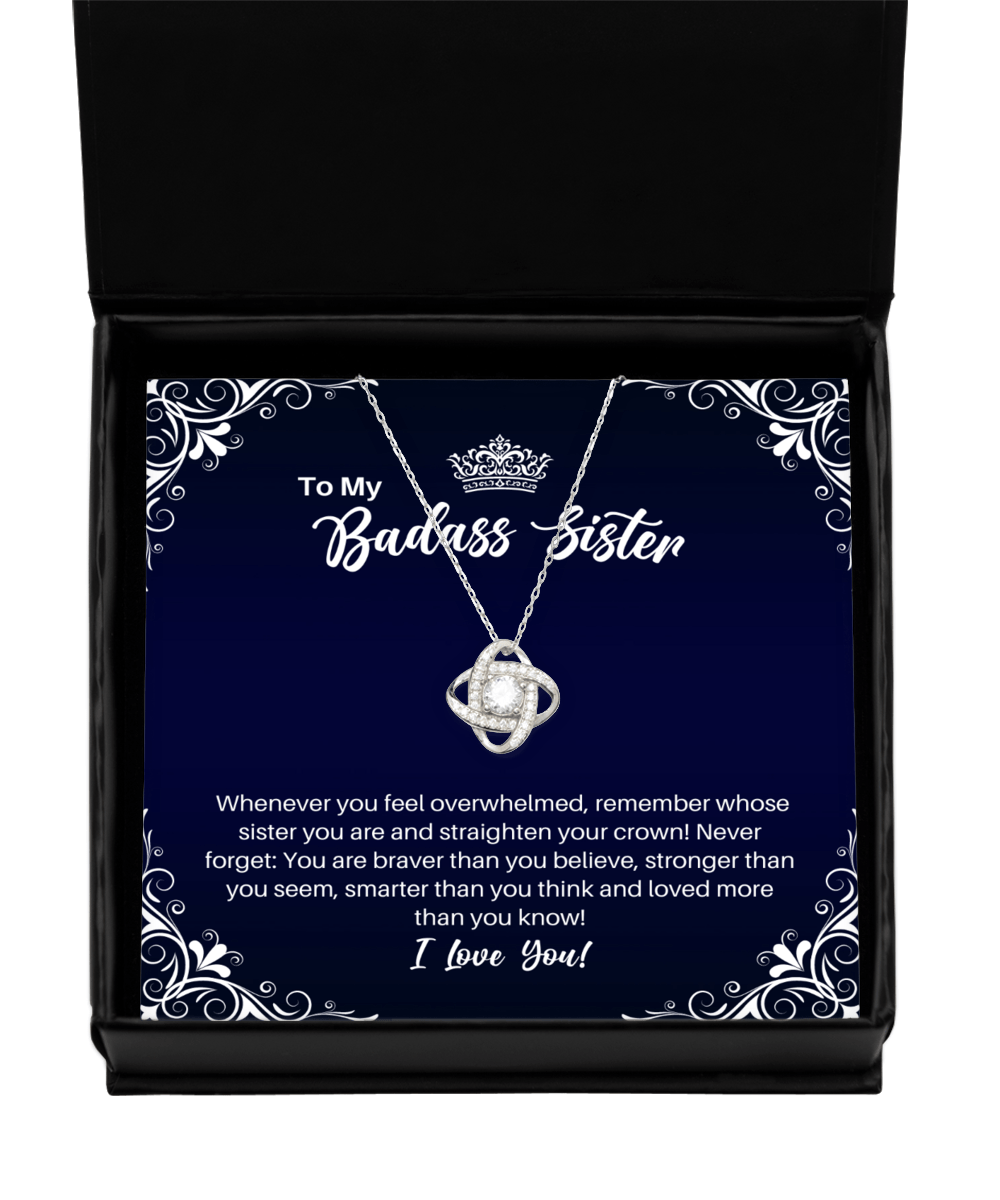 To My Badass Sister Necklace - Straighten Your Crown - Motivational Graduation Gift - Sister Birthday Christmas Gift - LKS