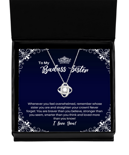 To My Badass Sister Necklace - Straighten Your Crown - Motivational Graduation Gift - Sister Birthday Christmas Gift - LKS