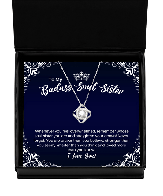 To My Badass Soul Sister Necklace - Straighten Your Crown - Motivational Graduation Gift - Unbiological Sister Birthday Christmas Gift - LKS