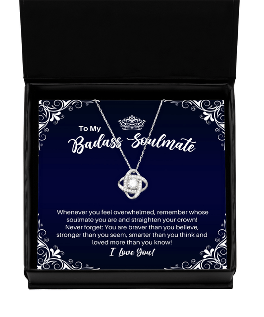 To My Badass Soulmate Necklace - Straighten Your Crown - Motivational Graduation Gift - Wife Girlfriend Fiancee Birthday Christmas Gift - LKS