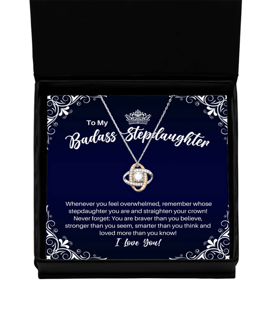 To My Badass Stepdaughter Necklace - Straighten Your Crown - Motivational Graduation Gift - Stepdaughter Birthday Christmas Gift - LKRG