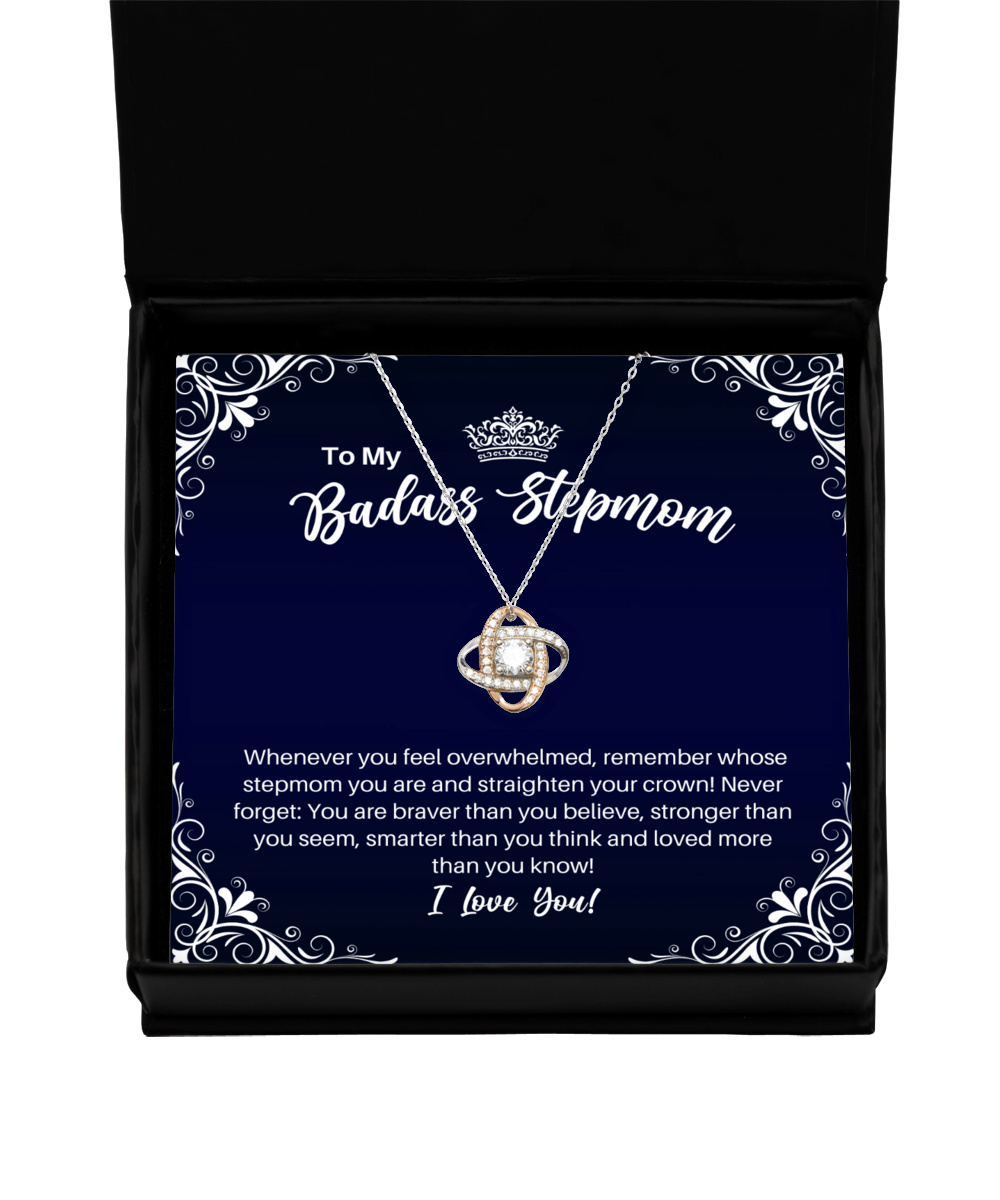 To My Badass Stepmom Necklace - Straighten Your Crown - Motivational Graduation Gift - Stepmother Birthday Mother's Day Christmas Gift - LKRG