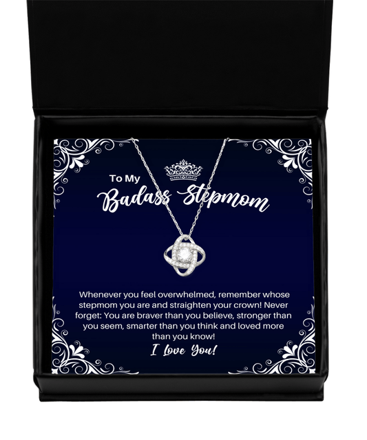 To My Badass Stepmom Necklace - Straighten Your Crown - Motivational Graduation Gift - Stepmother Birthday Mother's Day Christmas Gift - LKS